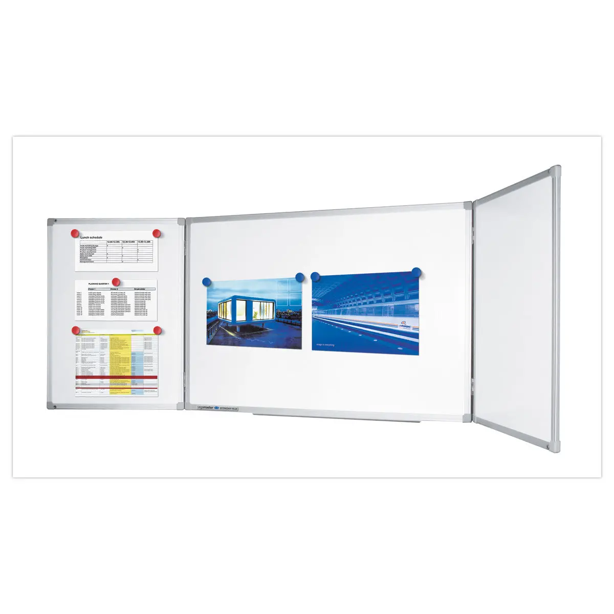 Tableau blanc triptyque UNITE PLUS - Surface émaillée - 90 x 120 cm - Legamaster