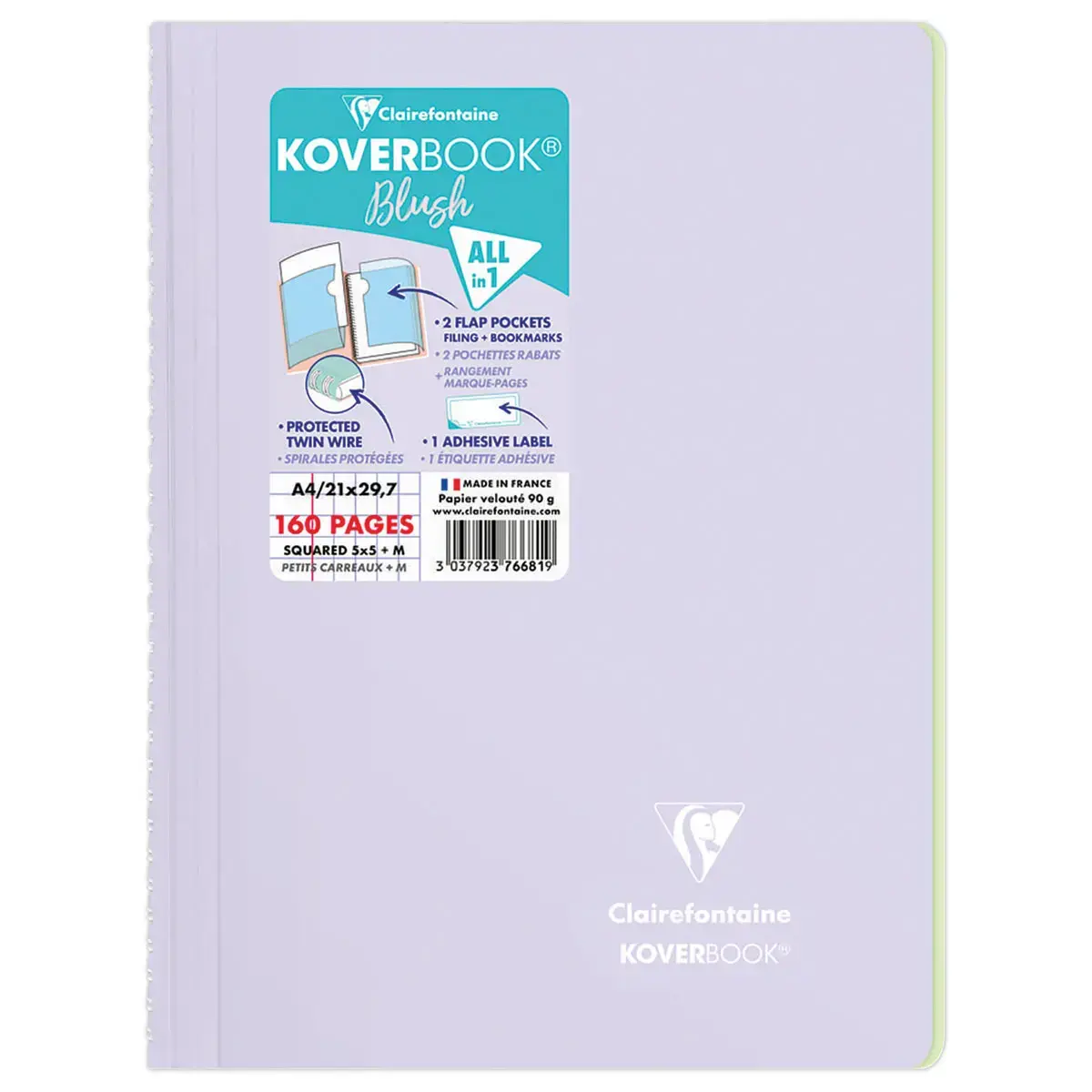 Cahier spirale KOVERBOOK Blush A4 160 pages,5X5,90g