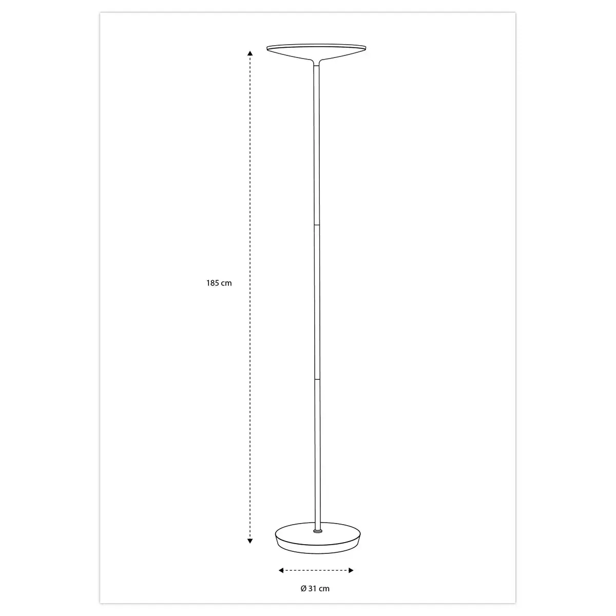 Lampadaire droit LED slim 30W noir, avec variateur noir