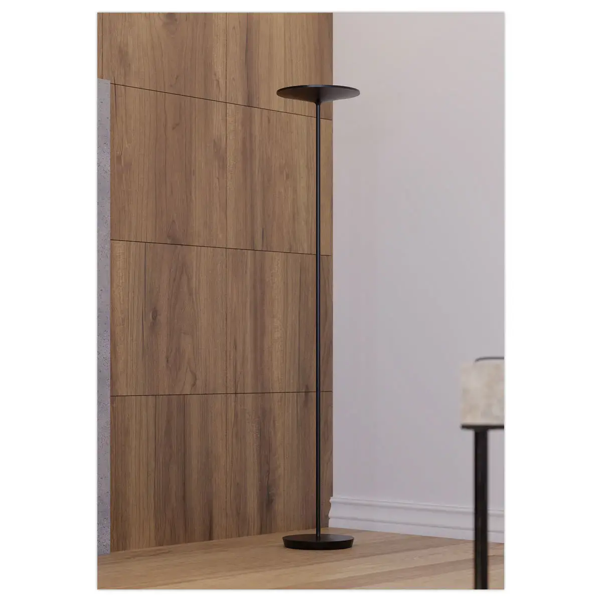 Lampadaire droit LED slim 30W noir, avec variateur noir
