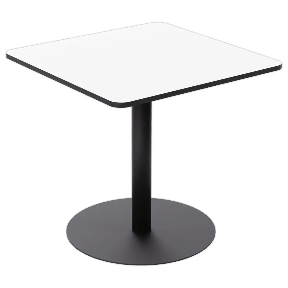 Table de restauration stratifiée carrée- 80x 80 cm - blanc pieds noirs