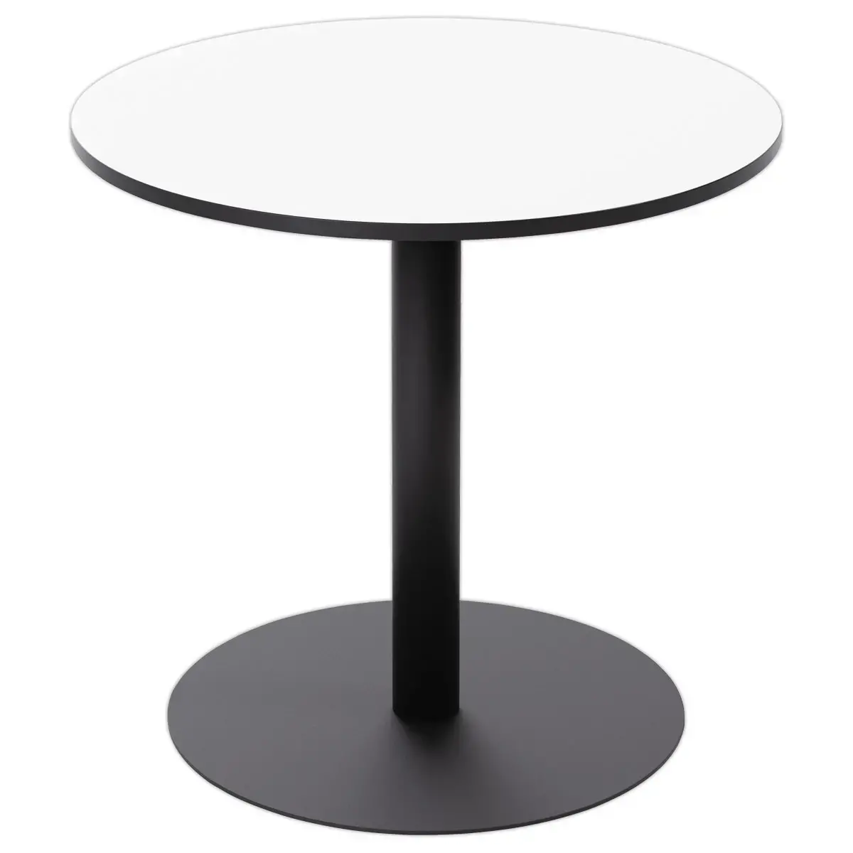 Table de restauration stratifiée rondeØ 80cm - blanc pieds noirs
