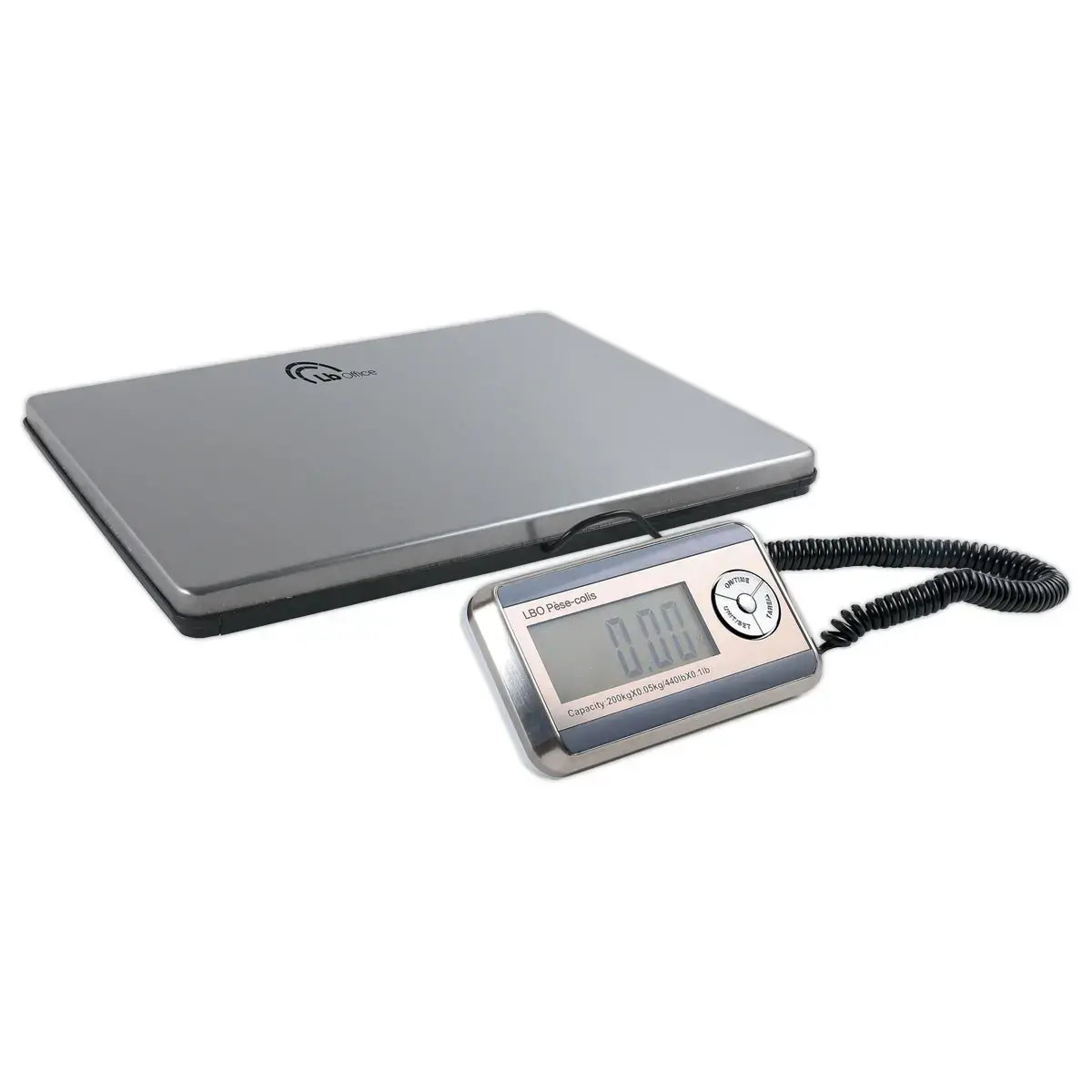 P&egrave;se-colis &eacute;lectronique 200kg/50g &eacute;cran LCD plateau XL en inox 
