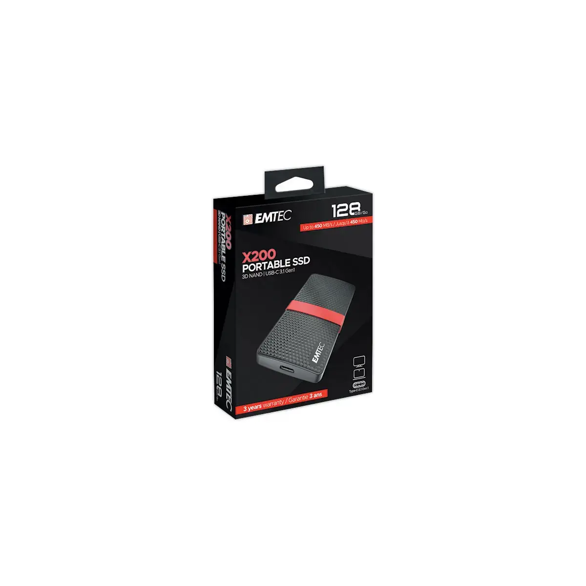 Disque dur externe SSD Emtec USB 3.1 -128Go