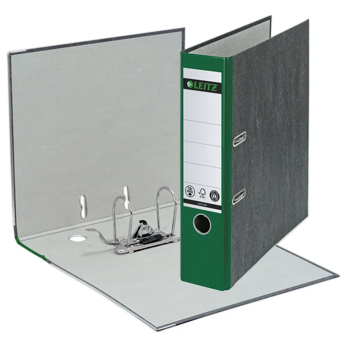 Classeurs &agrave; levier carton marbr&eacute; - Dos 8 cm  - vert - LEITZ 