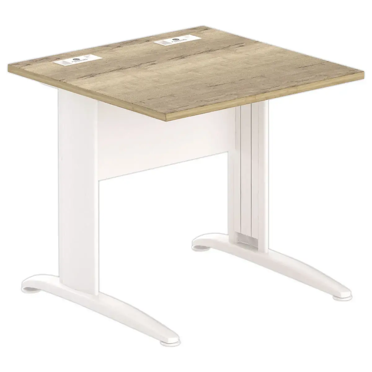 Table 80 x 80 chêne veiné - pieds blanc Fiducial