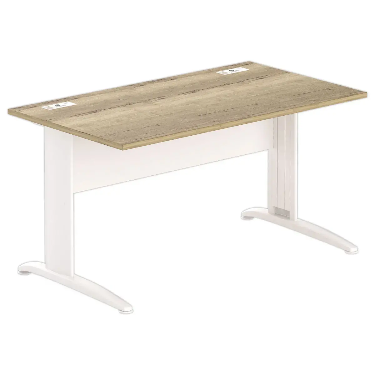 Bureau Buenos Aires - Plateau chêne veiné et pieds blancs - 140x80 cm