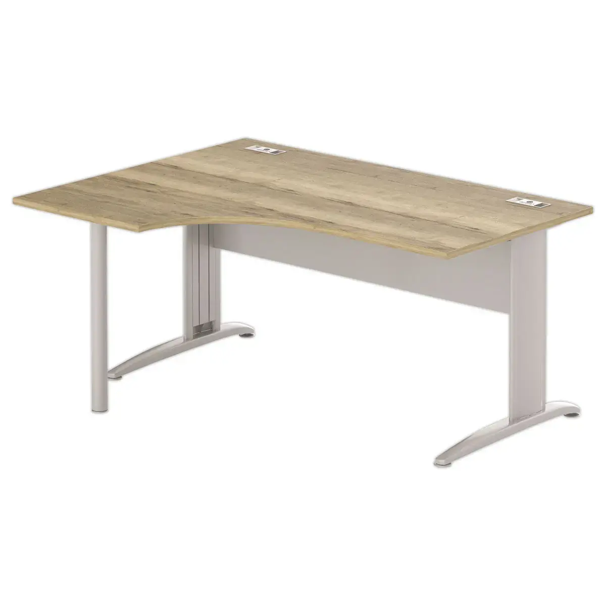 Bureau BUENOS AIRES compact retour &agrave; gauche 160X80 ch&ecirc;ne vein&eacute;/alu 
