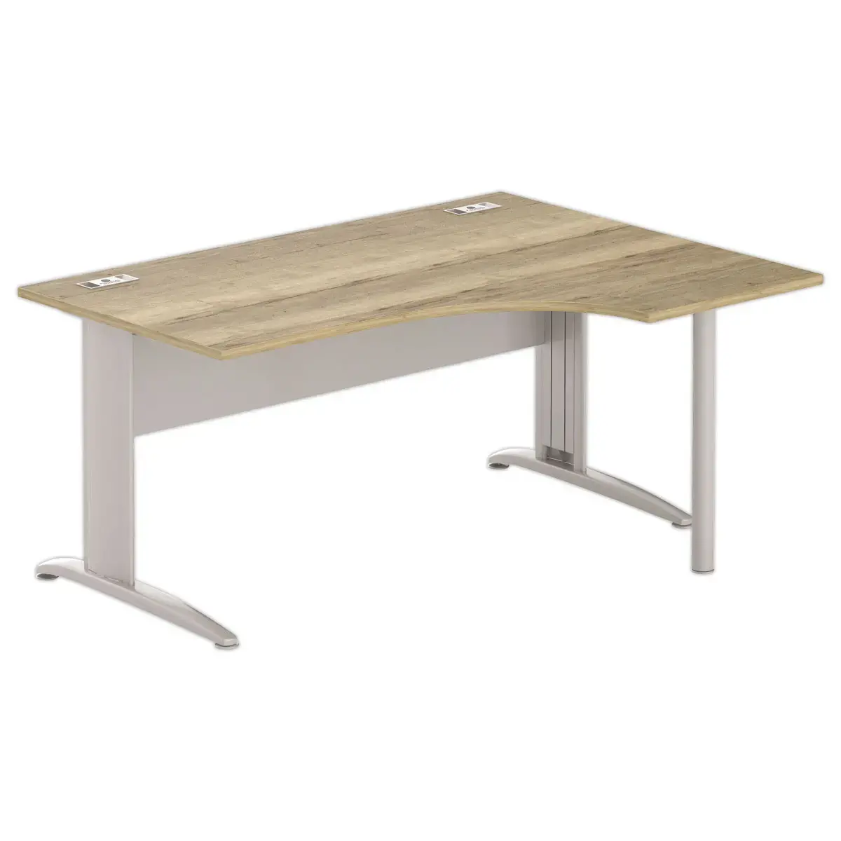 Bureau BUENOS AIRES compact retour à droite 160 x 80 chêne veiné/alu
