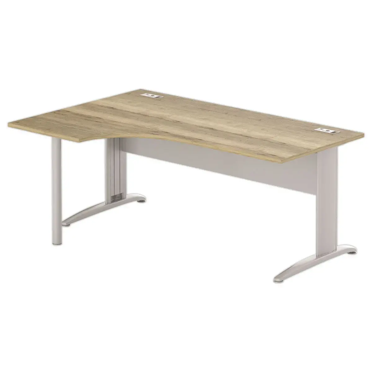 Bureau BUENOS AIRES compact retour &agrave; gauche 180 x 80 ch&ecirc;ne vein&eacute; /alu 