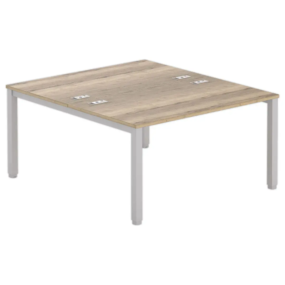 Bureau vis à vis 4 pieds 140 X 160 X 74 chêne veiné/alu