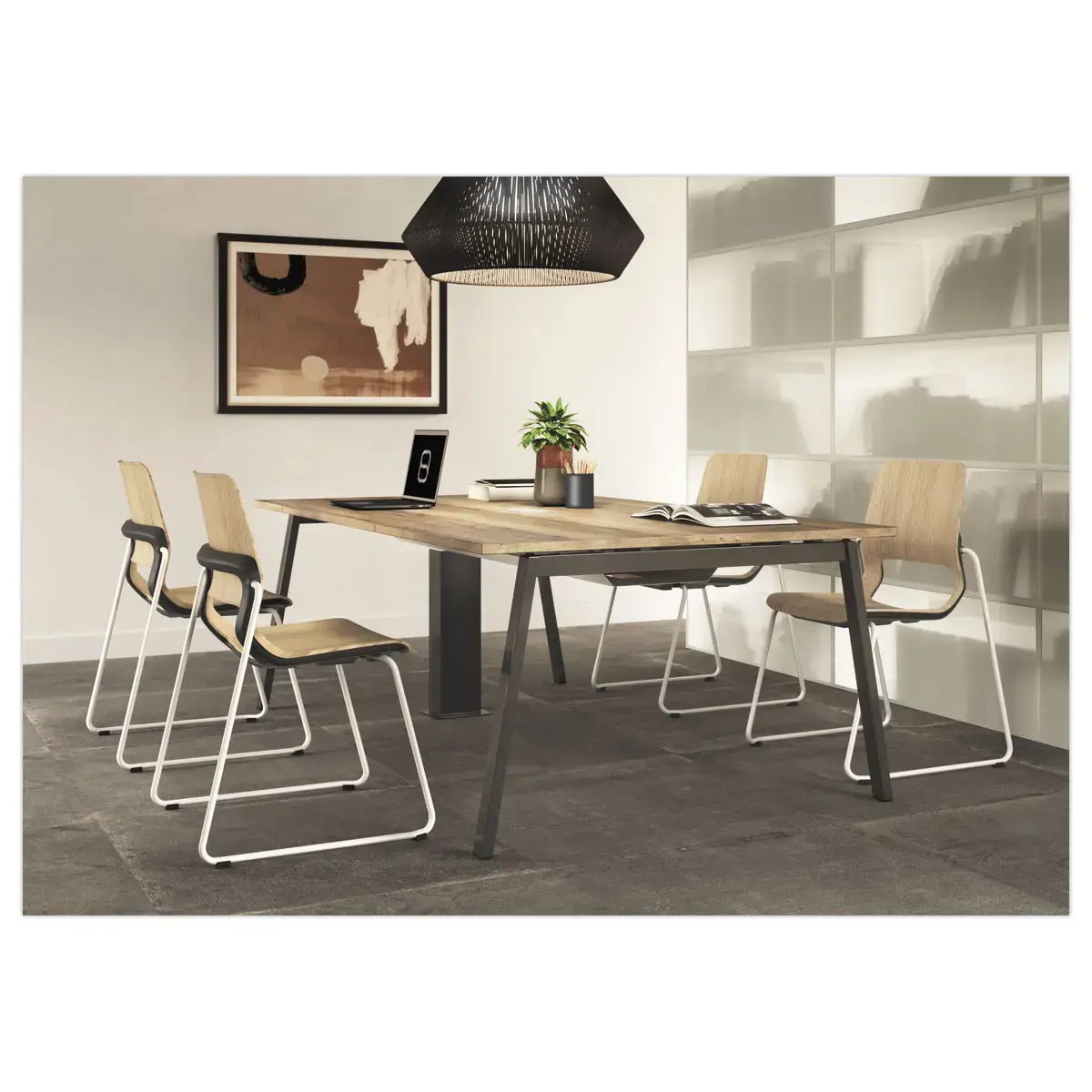 Table rectangulaire 200x120 Blanc / Pi&eacute;t.Blanc 