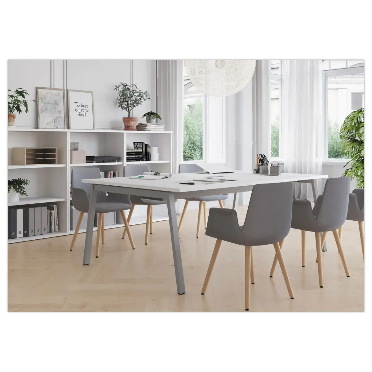 Table rectangulaire 200x120 Blanc / Pi&eacute;t.Blanc 