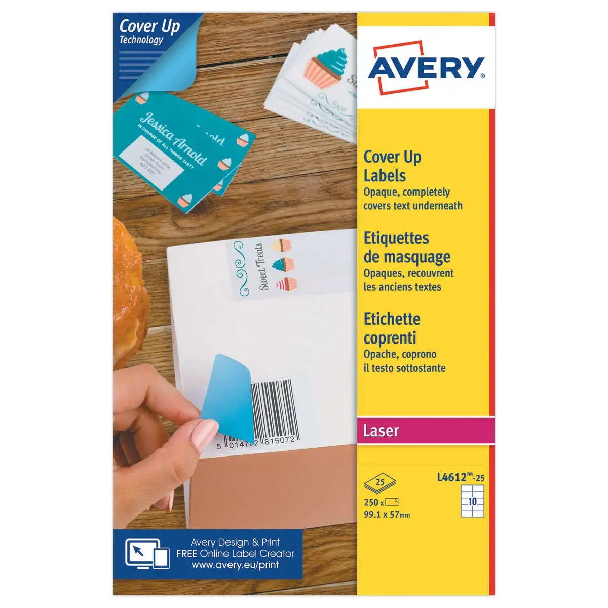 Étiquettes de masquage laser AVERY 99,1 x 57 mm 25 f x 10 étiquettes