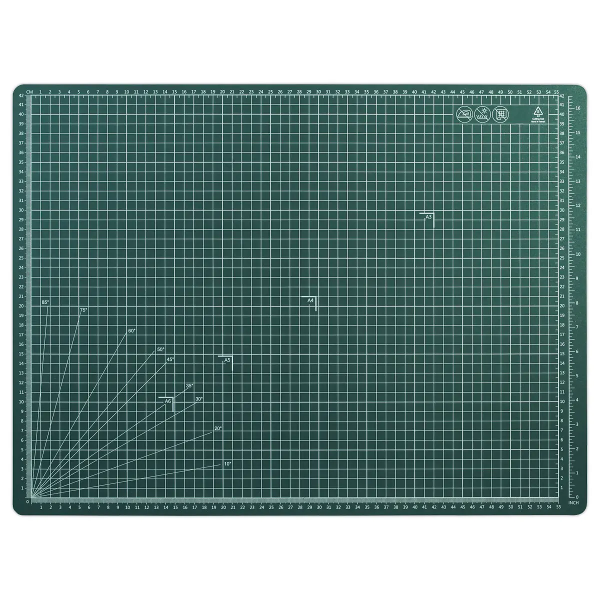 Plaque decoupe multi fonction face quadrillée 5x5cm + angles format A2