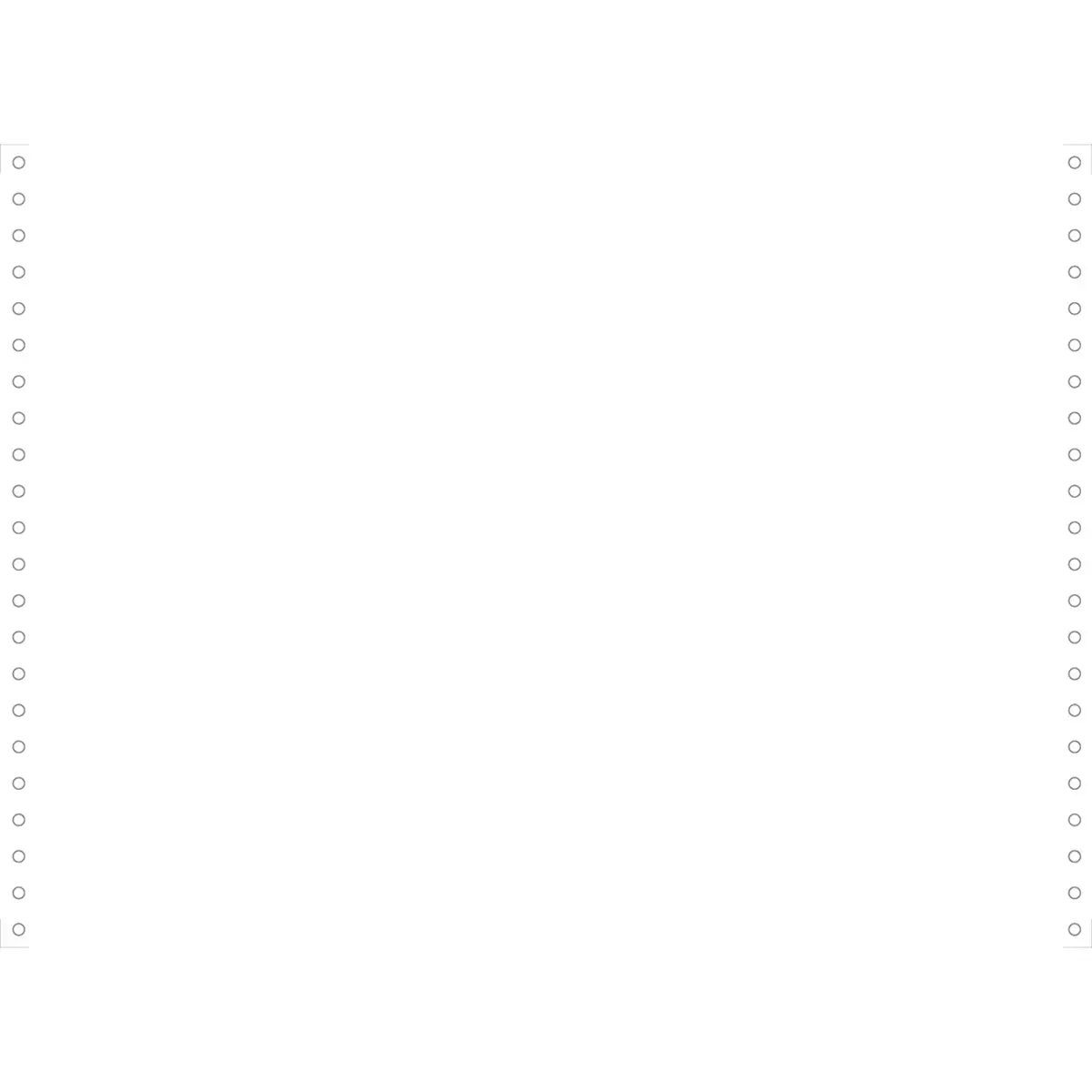 2000 Feuilles de listing blanc 380x11"" 1pli Bandes Caroll D&eacute;tachables 