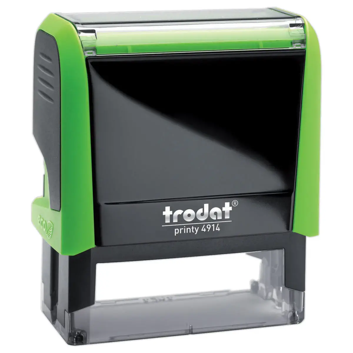 Timbre personnalisable Printy 4914 - Boîtier vert - Encre noire -64 x 26 mm - 6 lignes max.