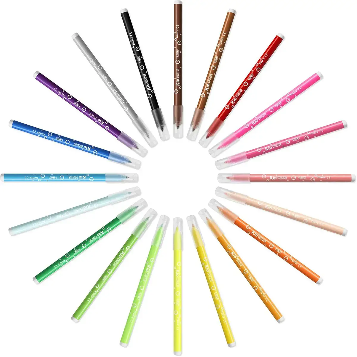 Feutre de coloriage BIC KIDS pointe moyenne - encre lavable - coloris assortis - lot de 24