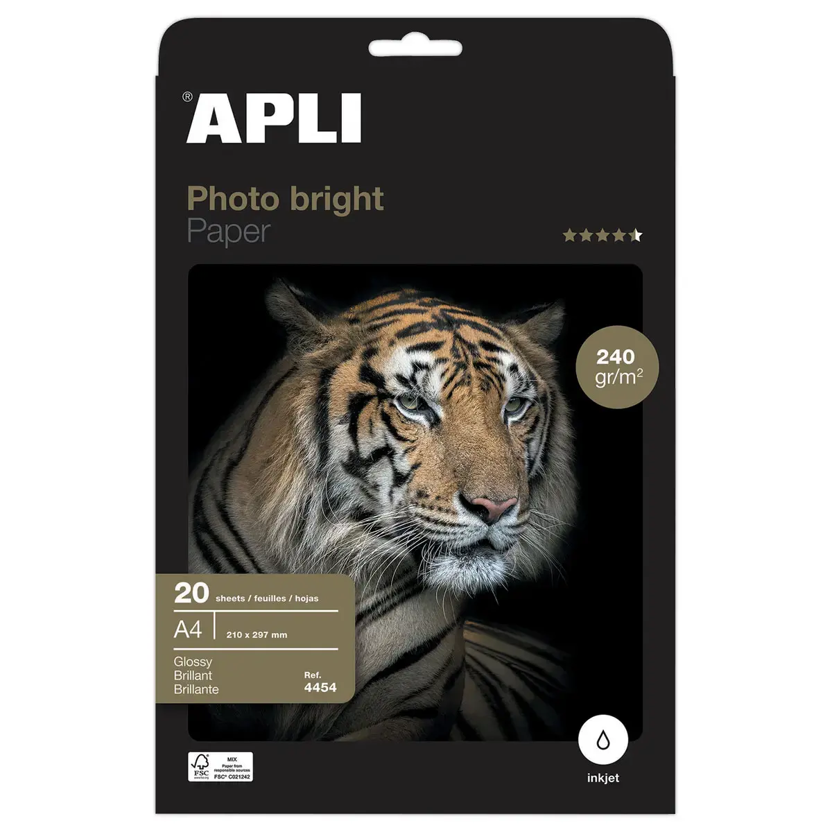 20 Feuilles de papier photo Photobright format A4 240g brillant