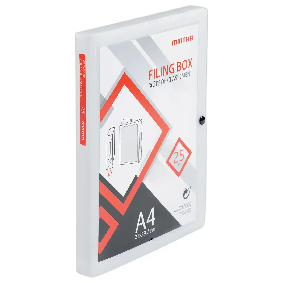 Bo&icirc;te valisette personnalisable  en polypropyl&egrave;ne A4 - Dos 2,5 cm 