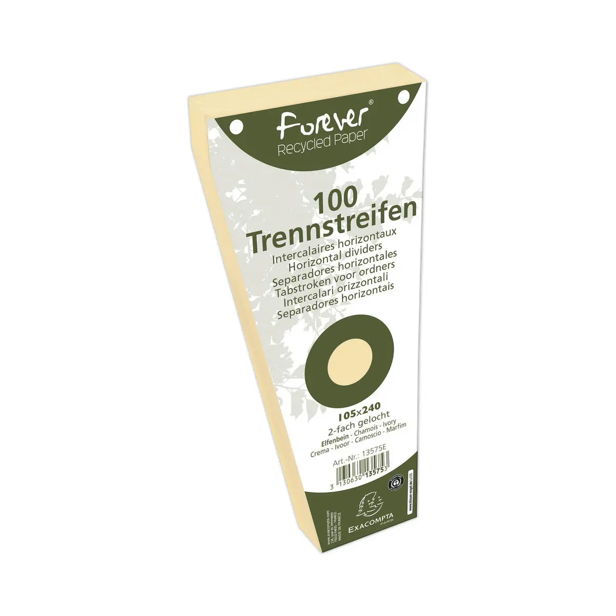 100 Intercalaires trapèze perforées Forever - beige - EXACOMPTA