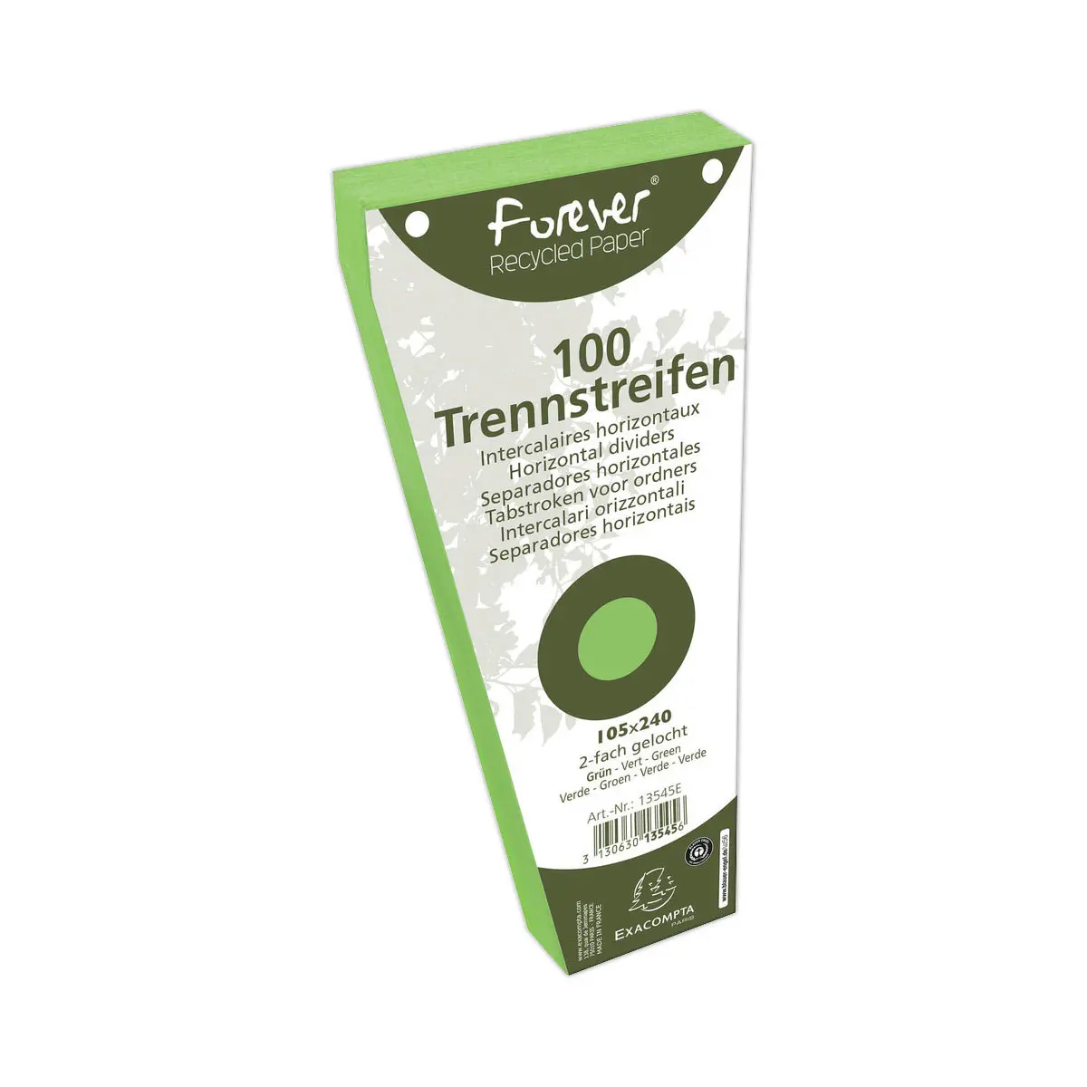 100 Intercalaires trapèze perforées Forever - vert - EXACOMPTA