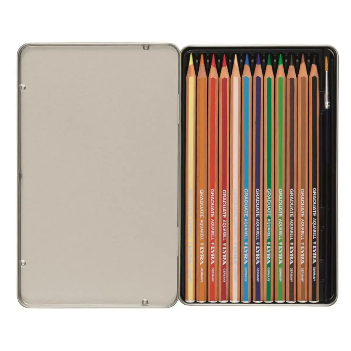 Crayon de couleur LYRA aquarellable avec 1 pinceau fourni - coloris assortis - Lot de 12 