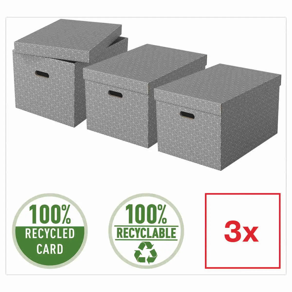 3 Boîtes de rangement Home taille L - Gris - ESSELTE