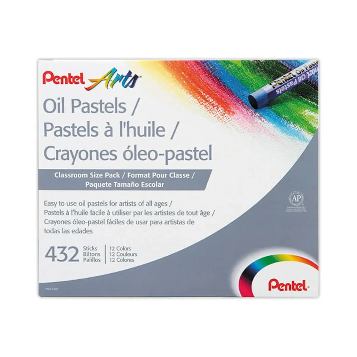 Pastel &agrave; l'huile Pentel - 8 mm - coloris assortis - lot de 432 