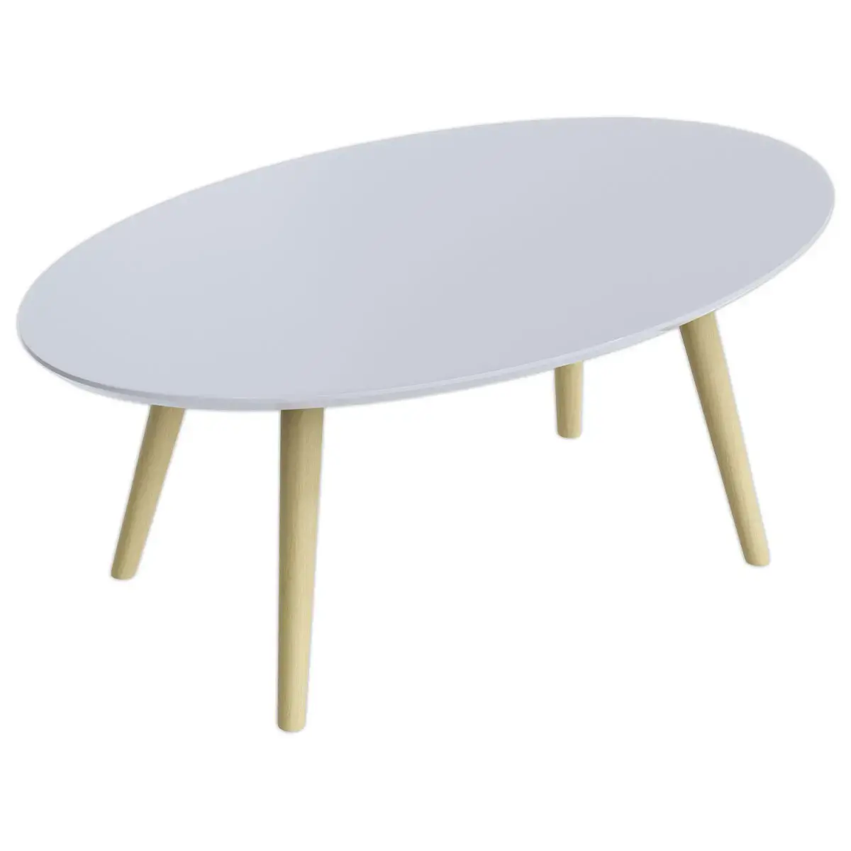 Table basse ovale laquée blanc L 85cm - Montée