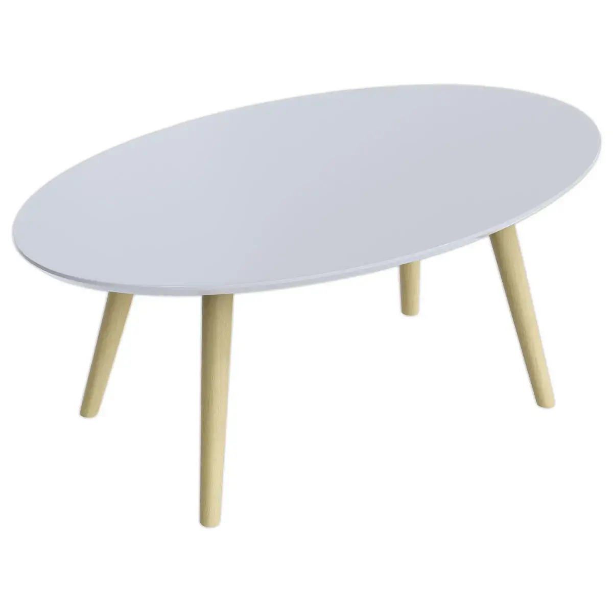 Table basse ovale laquée blanc L 115cm- Montée