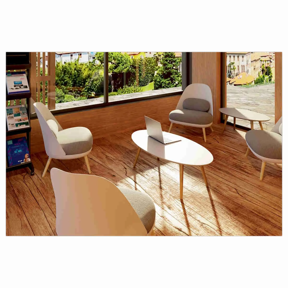 Table basse ovale laquée blanc L 115cm- Montée