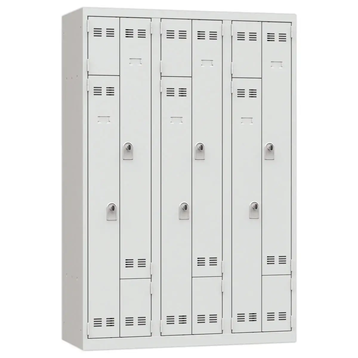 Vestiaire gain de place porte en L 3 colonnes - 6 utilisateurs - Gris