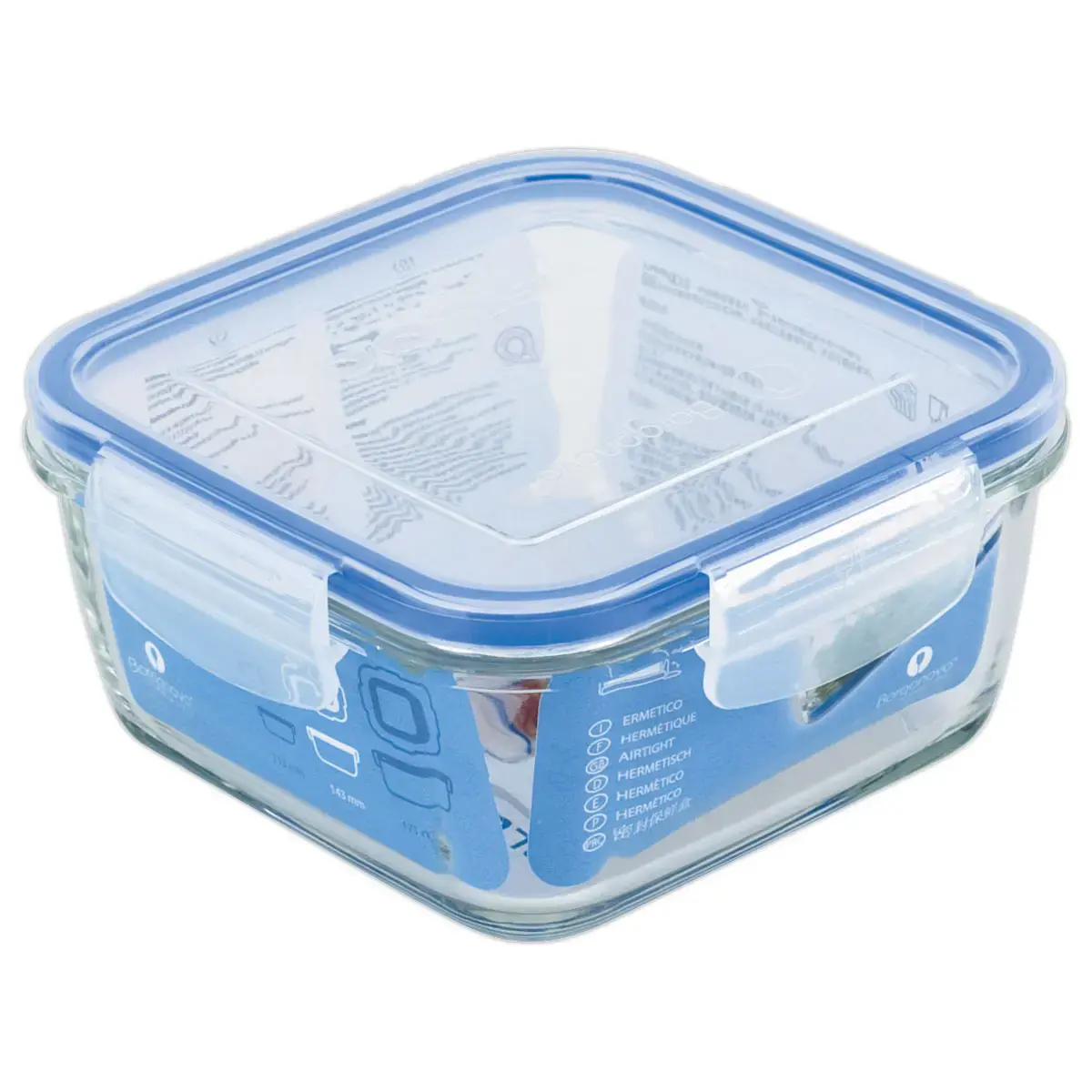 Boite en verre carrée avec couvercle plastique SUPERBLOCK 0,8 L