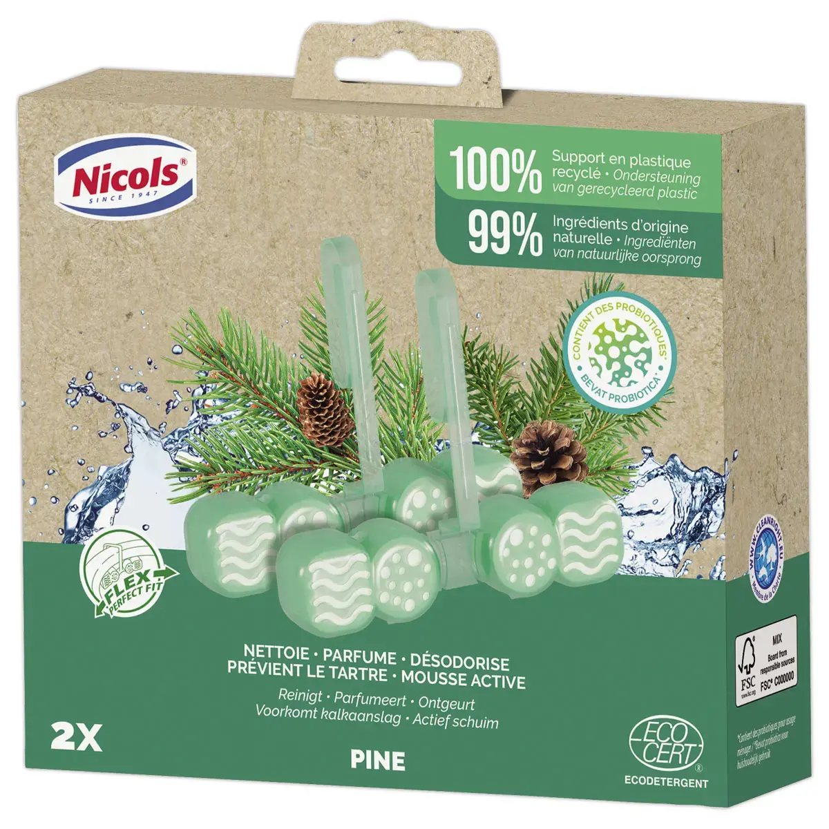 2 Bloc WC ECOCERT Parfum menthe et eucalyptus 