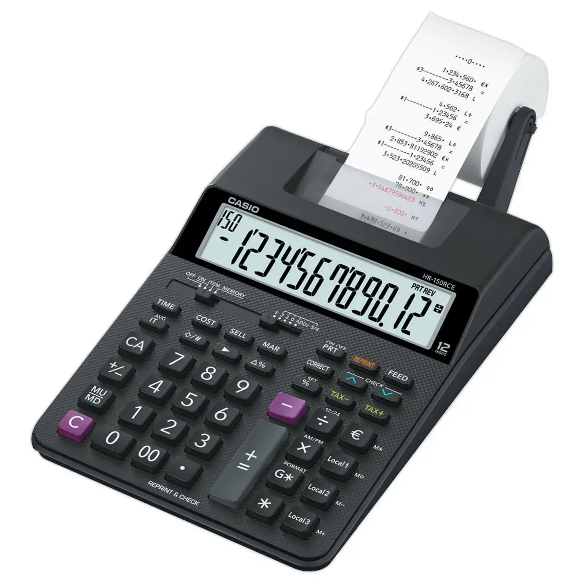 Calculatrice imprimante Casio HR150 RCE avec adaptateur 12 chiffres