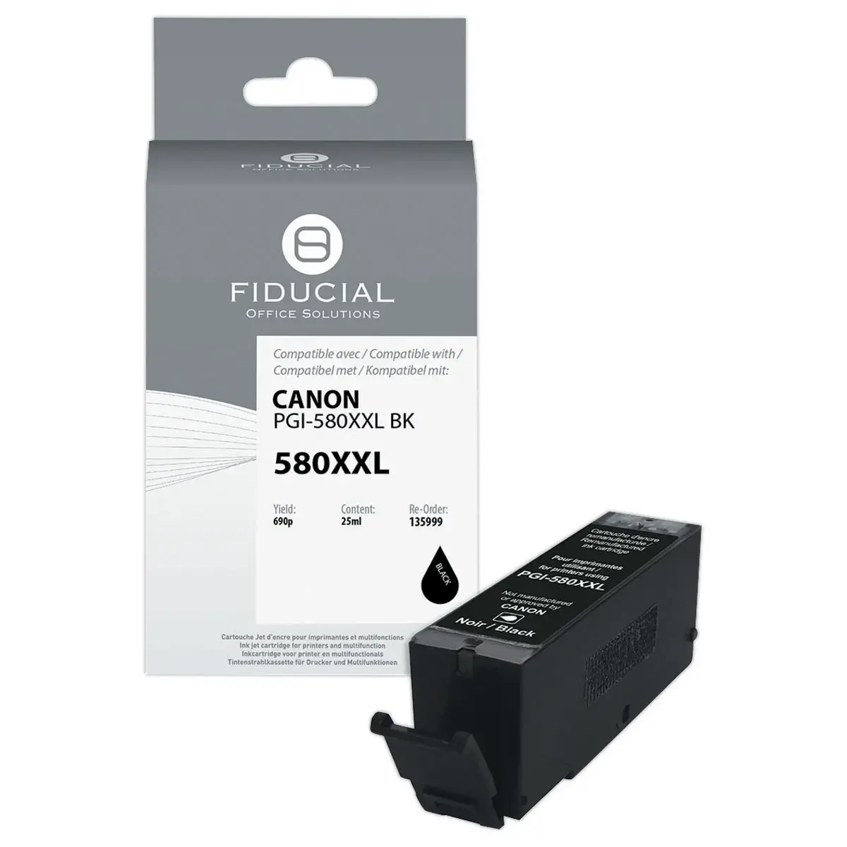 Cartouche d'encre remanufacturée éq. CANON PGI-580 XXL - Haute capacité - Noir