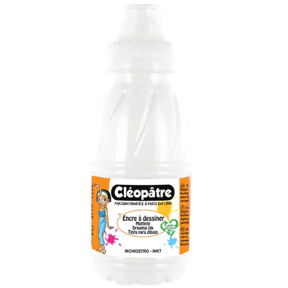 Encre &agrave; dessiner &agrave; base d'eau - CLEOP&Acirc;TRE - 500ml - blanc 