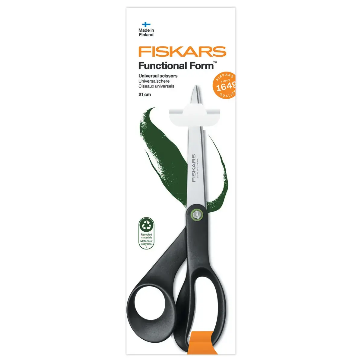 Ciseaux  FISKARS droitiers 21 cm recycl&eacute;s  / recyclables 100% 