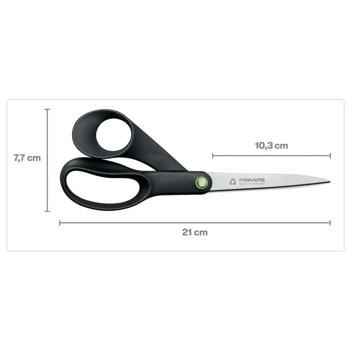 Ciseaux  FISKARS droitiers 21 cm recycl&eacute;s  / recyclables 100% 