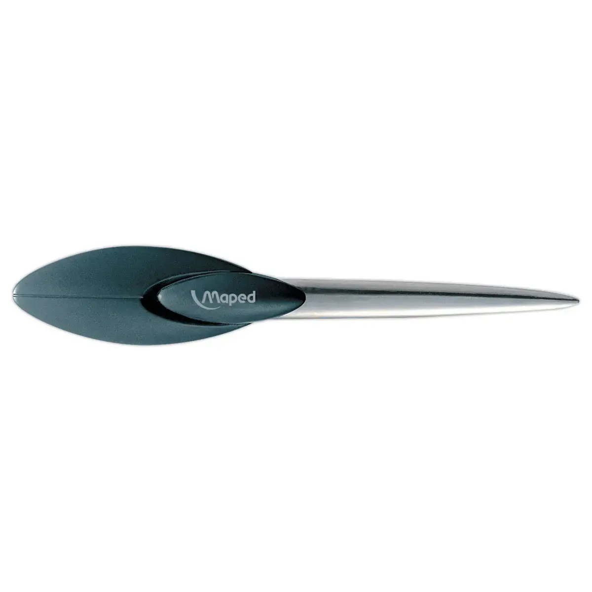 Ouvre-lettres classique manche ergonomique  en plastique noir, 17 cm 