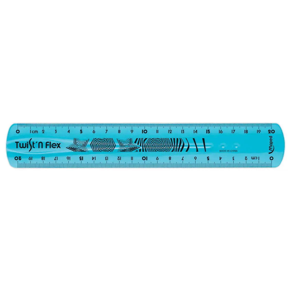 Règle de bureau double plate en plastique souple et résistant - 20 cm