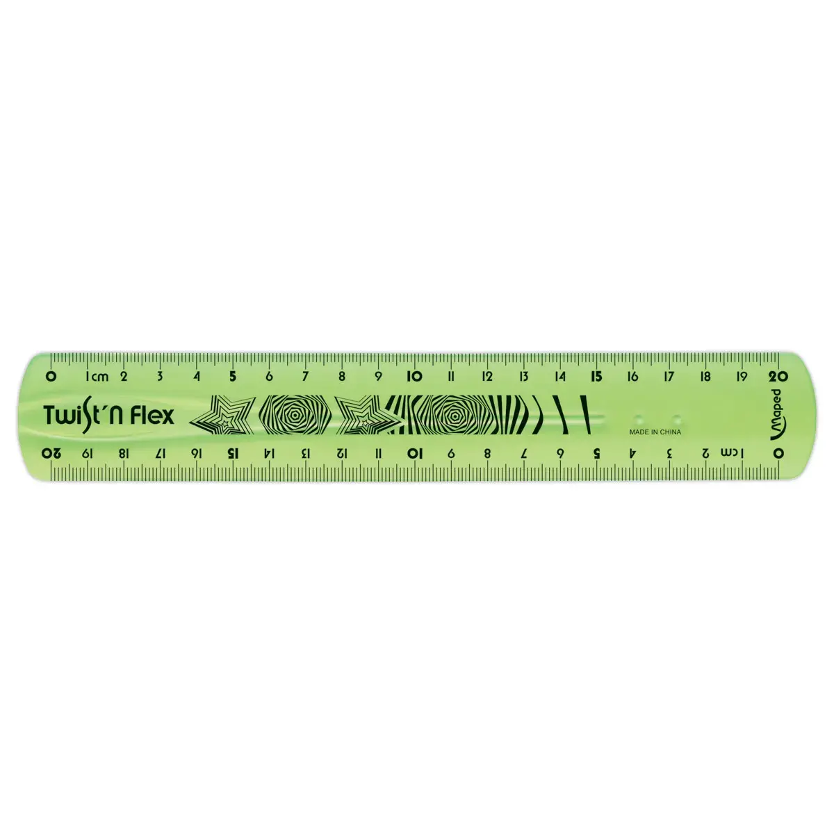 Règle de bureau double plate en plastique souple et résistant - 20 cm