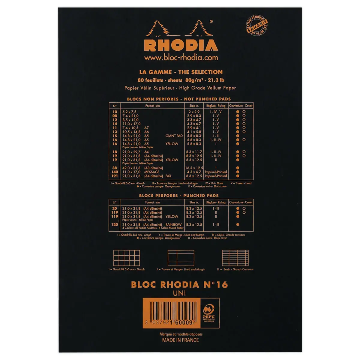 Bloc-notes A5 - Noir - 80 feuilles - RHODIA 