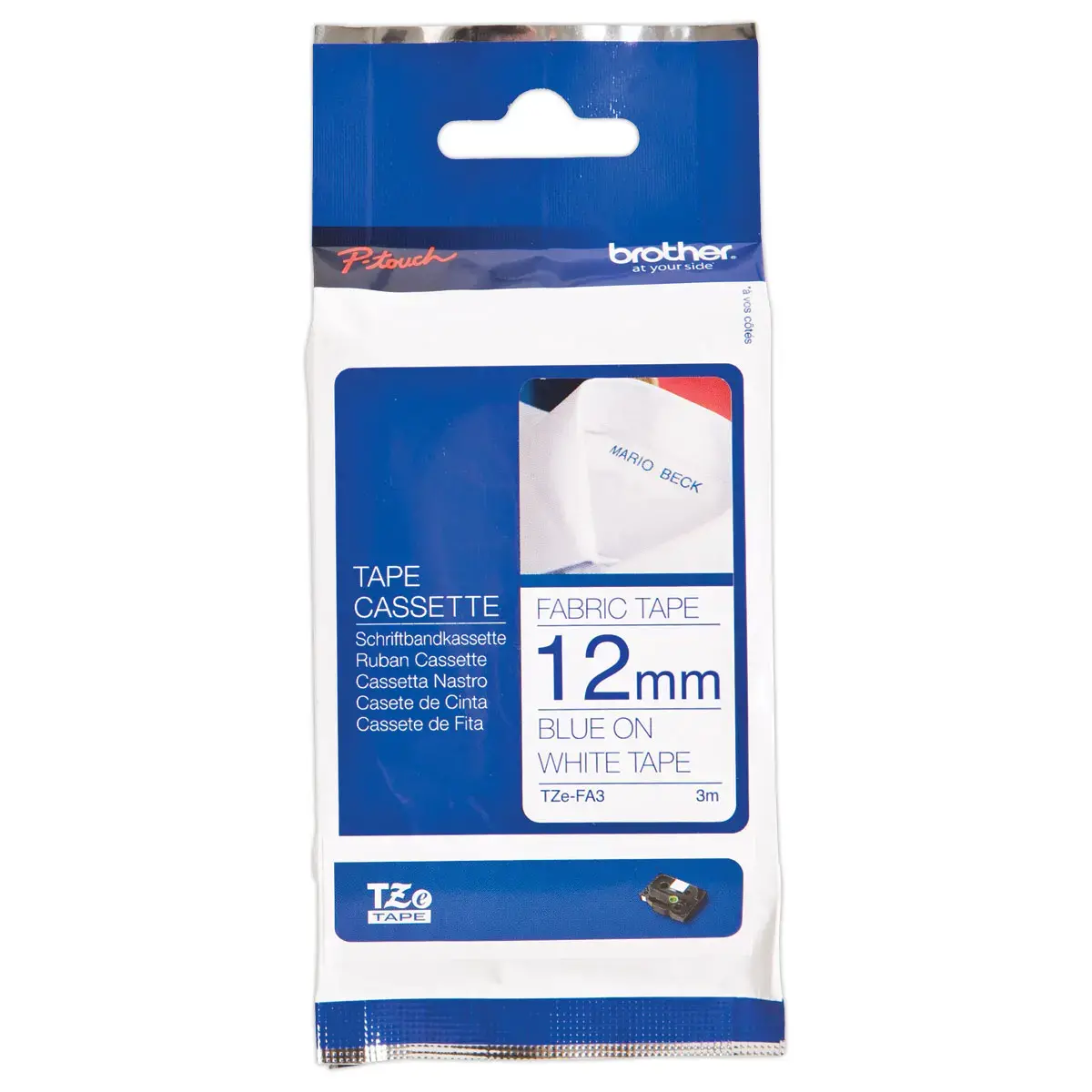 Ruban pour titreuse BROTHER TZE FA3 12mm spécial textile