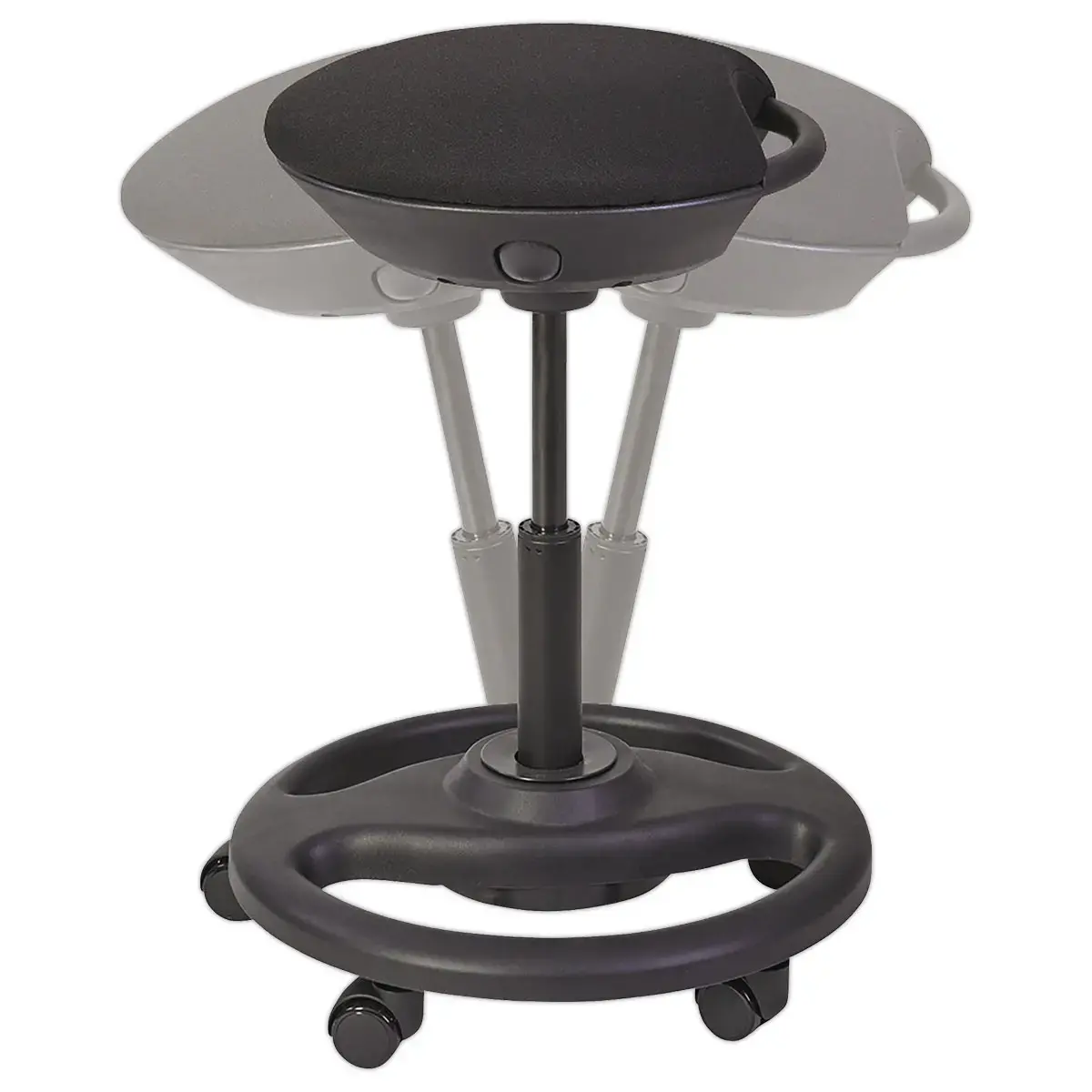 Tabouret ergonomique &agrave; bascule noir avec roulettes 