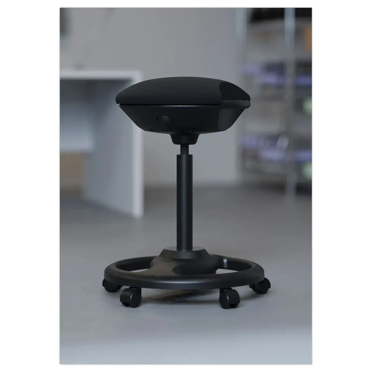 Tabouret ergonomique &agrave; bascule noir avec roulettes 