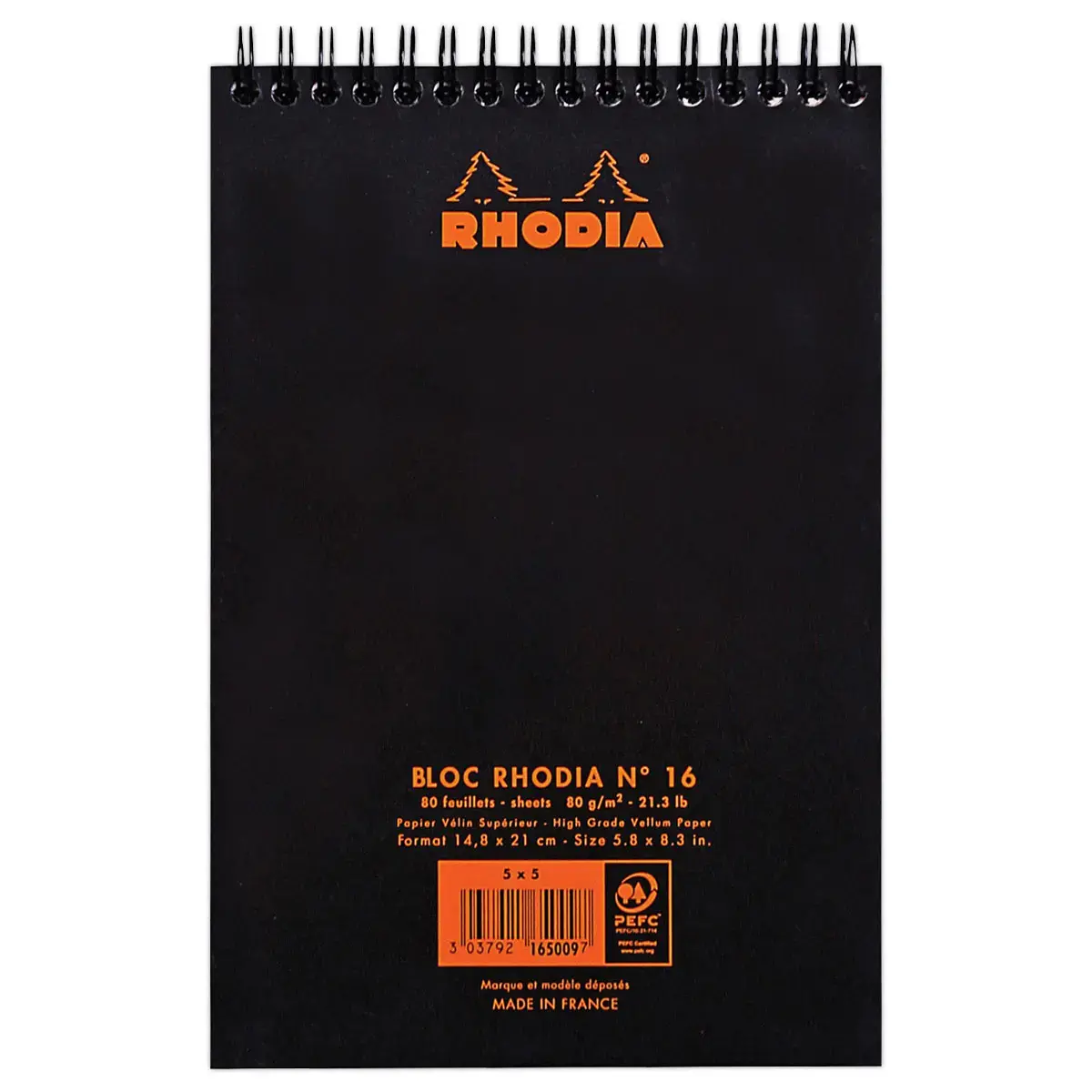 Bloc spirale de 80 feuilles détachables A5 - 5x5 - RHODIA