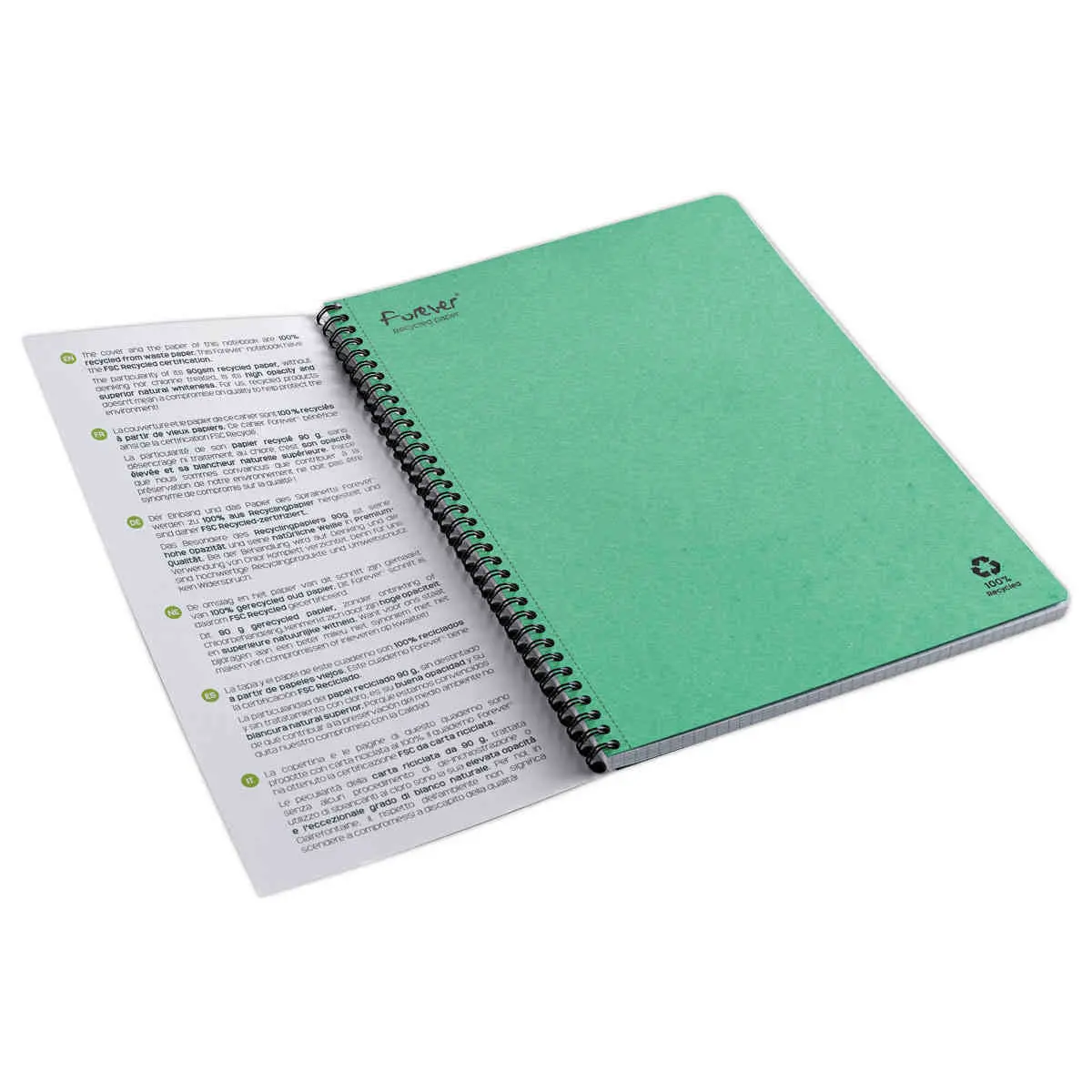 Cahier recyclé à spirales - A4 - 5x5 - FOREVER