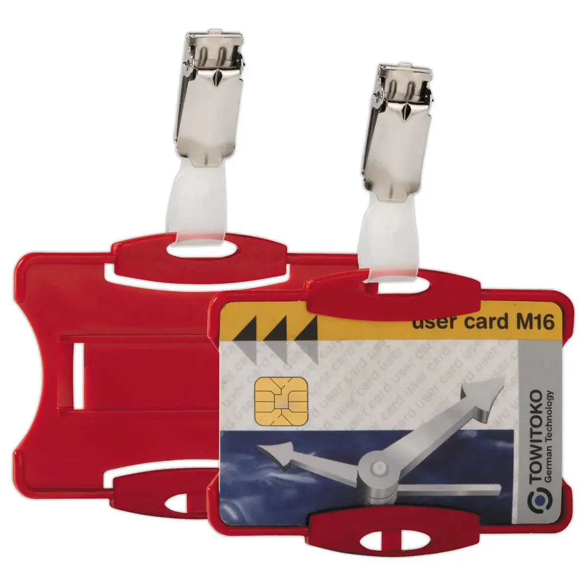 25 porte-carte sécurité ouvert avec clip rouge